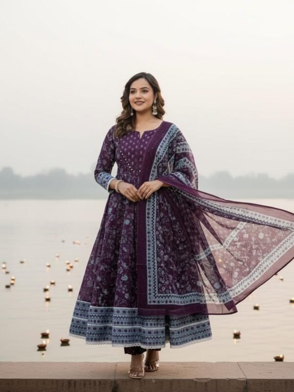 Noor Violet Cotton Suit Set